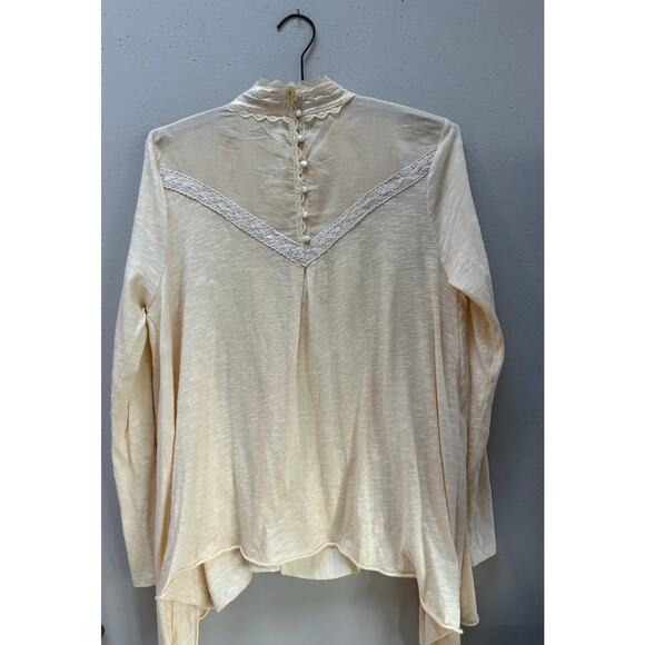 NWT! Free People Victorian Coquette Style Blouse in Cream Swing Hem Lace Sz L - Picture 10 of 13